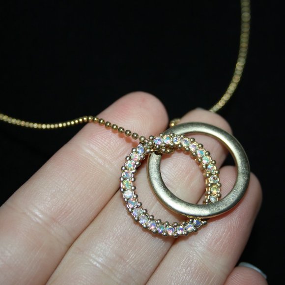 Beautiful gold and AB rhinestone necklace 16-18"